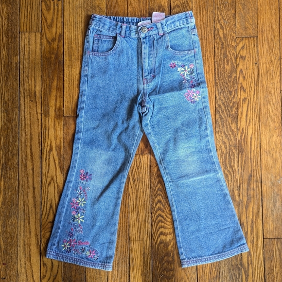 Vintage Barbie Kids 5 Floral Embroidered Jeans - Picture 1 of 7